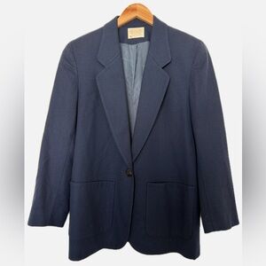 Vtg Pendleton Navy Blue Virgin Wool Blazer Jacket Classic Academia Size 10